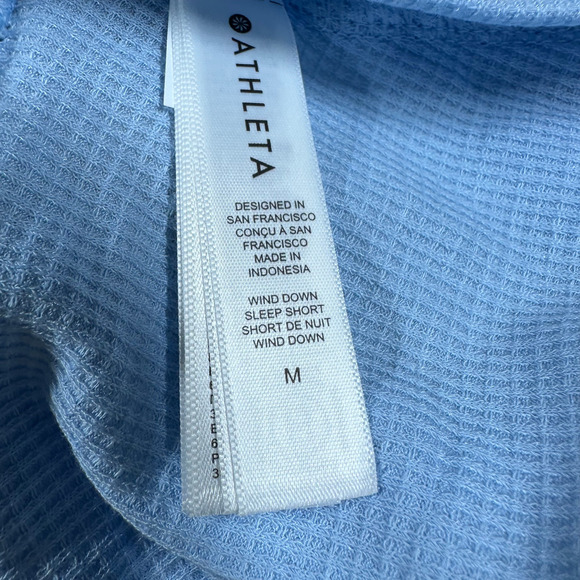 Athleta Wind Down Sleep Shorts Waffle Knit Light Blue Women's Size Medium NWT - Picture 5 of 10
